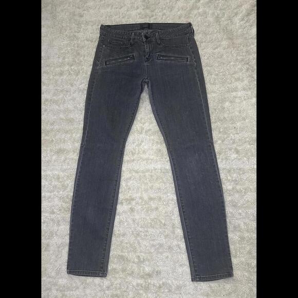 Vince mid-grey moto-style denim skinny jeans Size 30 - Picture 1 of 9